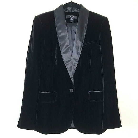 Victoria’s Secret BODY by VICTORIA Velvet Silk One-Button Blazer Jacket Black 6 - Picture 1 of 10